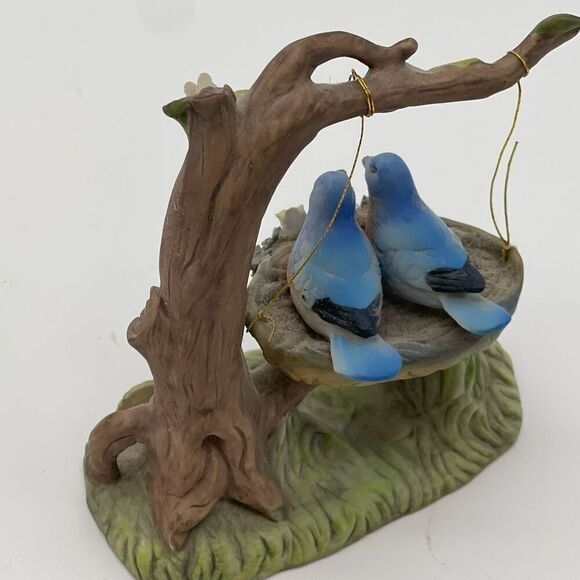 Lot Of 2 Vintage AVON Blue Jay Birds Porcelain On Branch Nest Ceramic Figurine - Picture 16 of 16